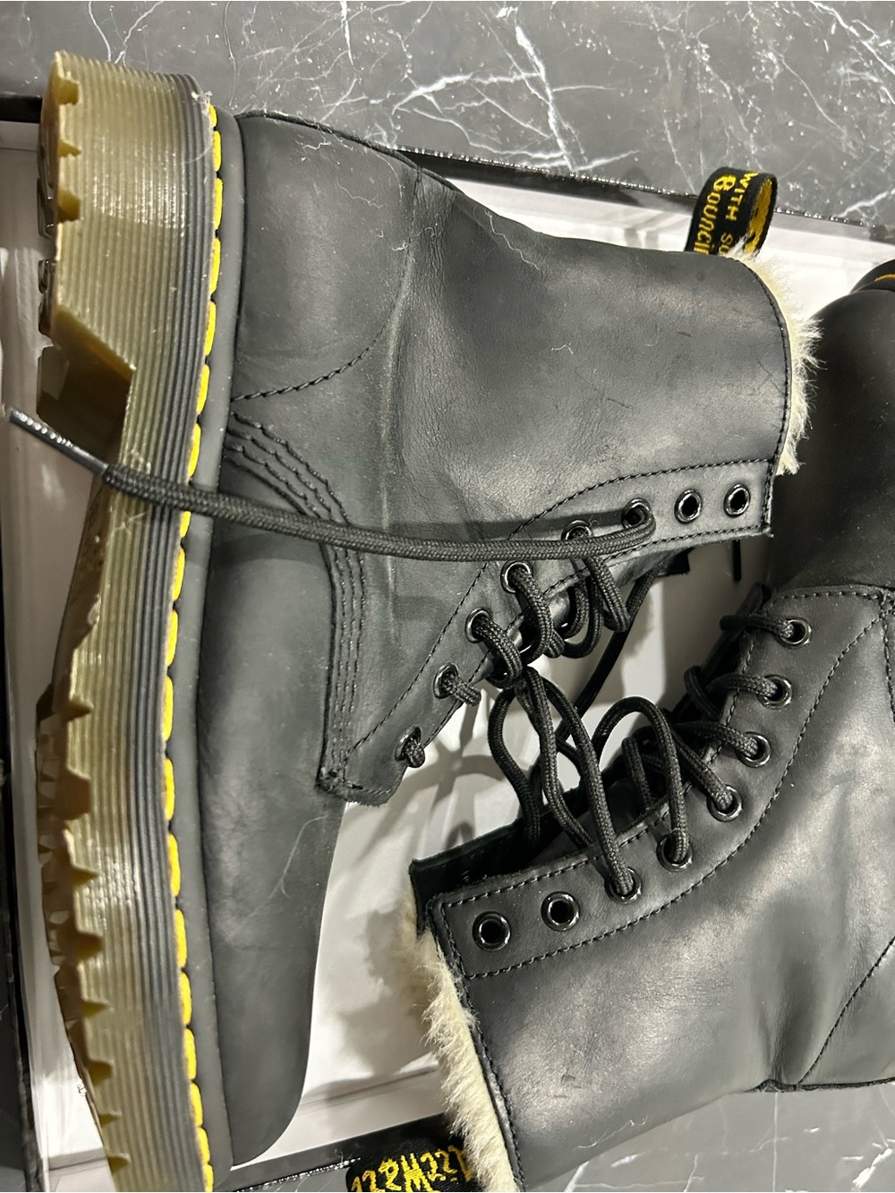 Dr. Martens Serena Faux Fur lined 8 eyed boot. Women’s size 7